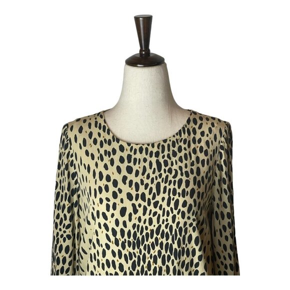 J. Crew Tan And Black Leopard Print Long Sleeve Pocket Front Shift Dress Size 4 - Picture 3 of 10